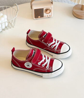 Convers rouges en toile à scratch