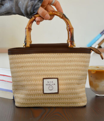 Mini Sac Enfant en Paille avec Anse Bambou