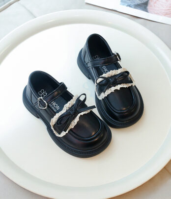 Mocassins Fille Noirs à Dentelle