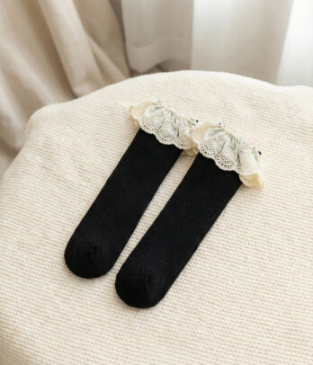 Chaussettes bébé dentelle – Noir élégant