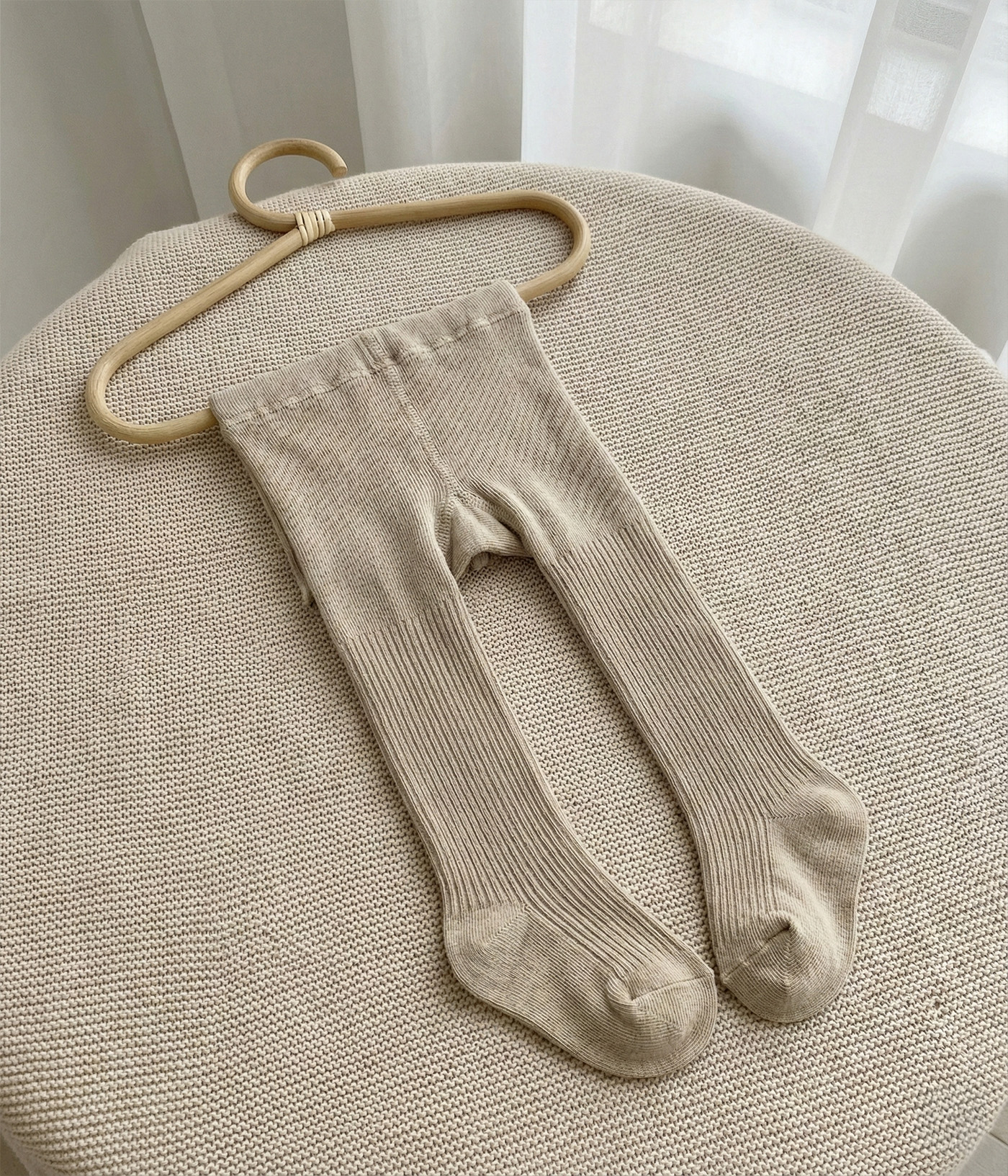 Remplissage génératif 3 Collant bébé côtelé – Couleur Beige – Image 1