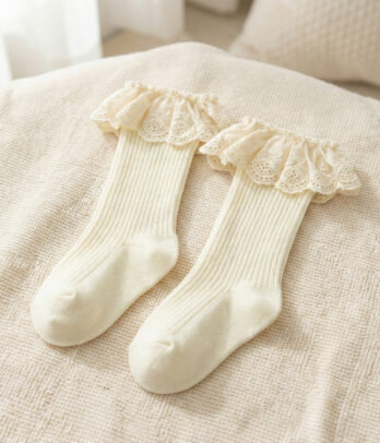Chaussettes bébé dentelle – Beige crème