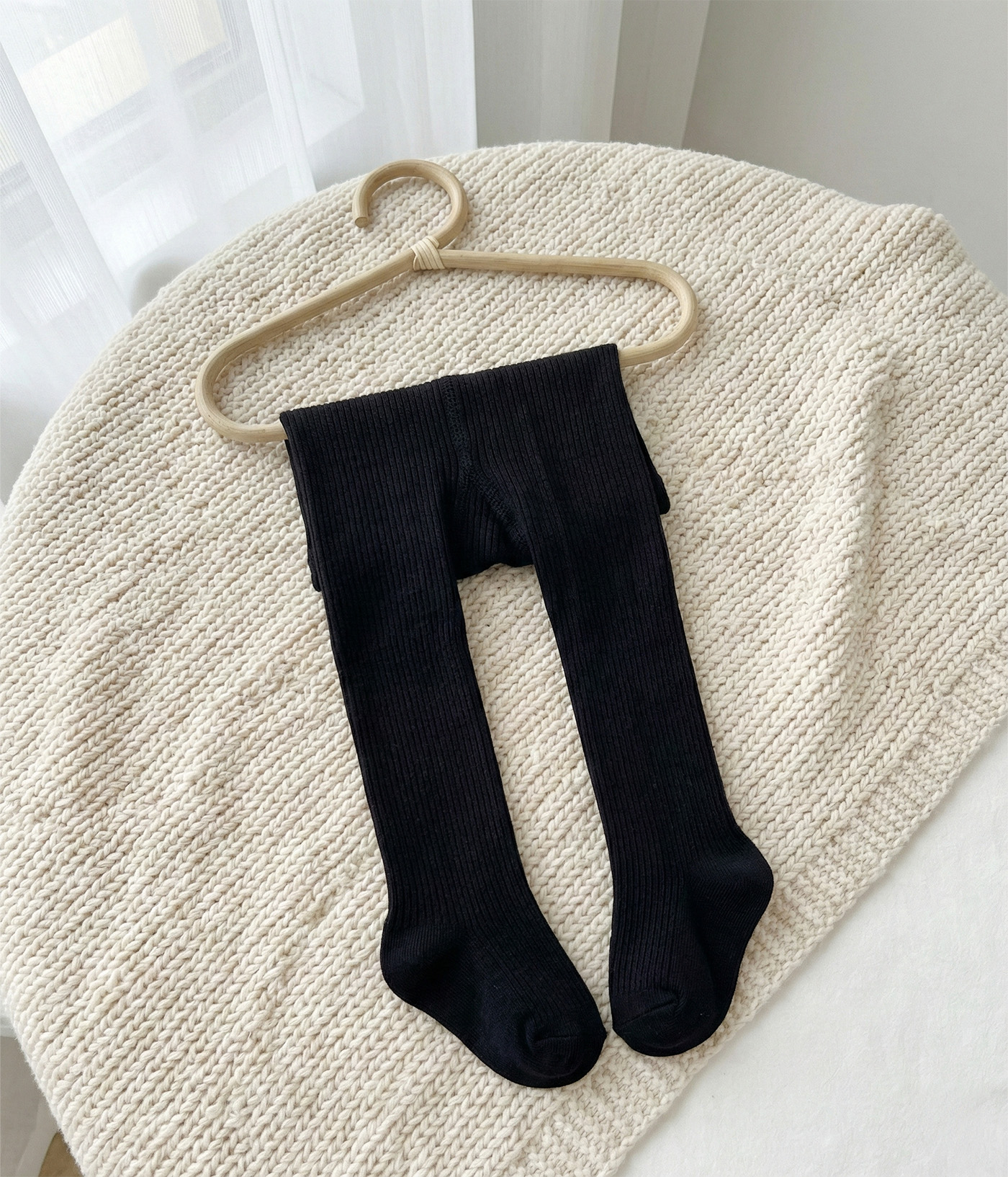 Remplissage génératif 4 Collant bébé côtelé – Couleur Noir – Image 1