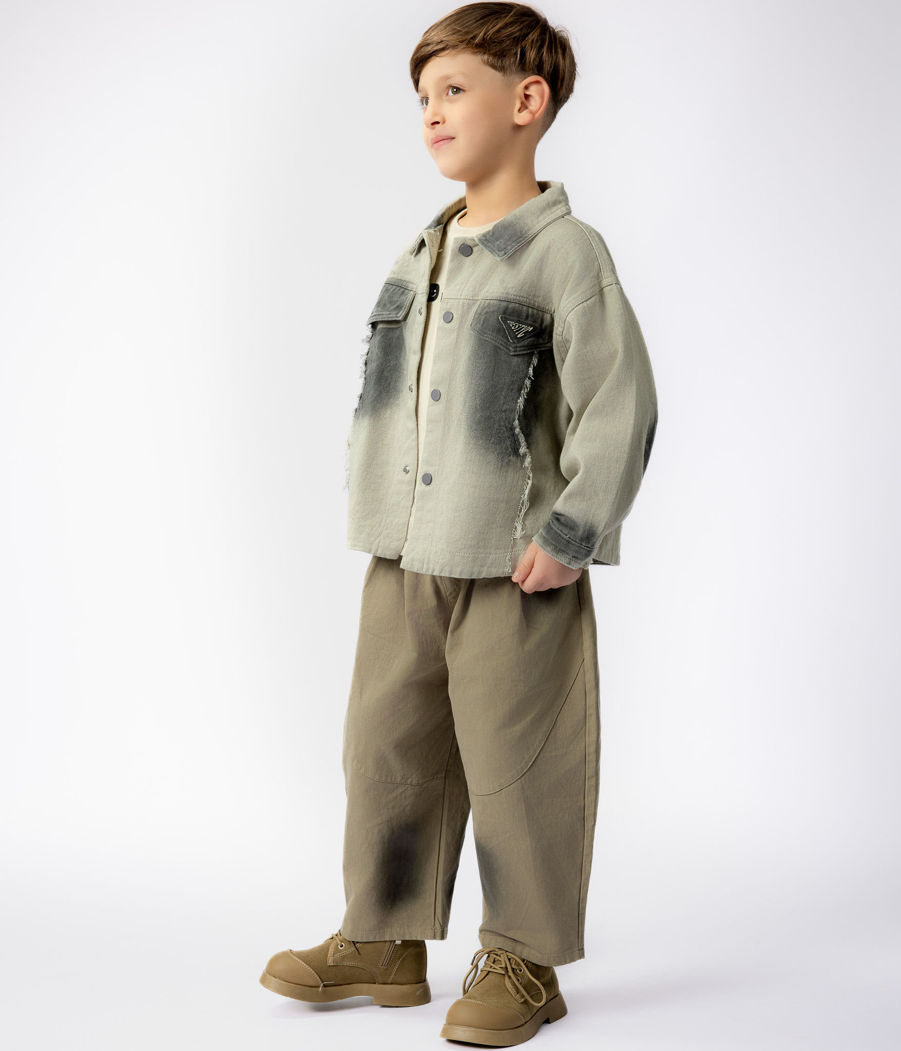 76594 320-Edit Ensemble Garçon – Veste Denim Dégradé & Pantalon Décontracté – Image 1