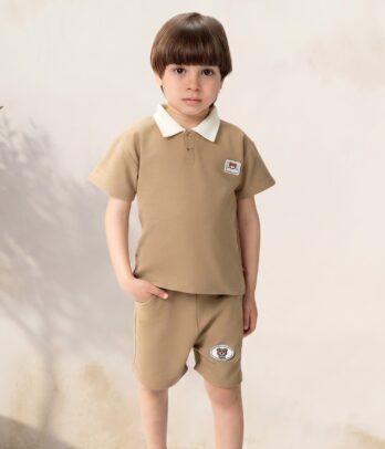 Polo garçon marron casual 2 pièces