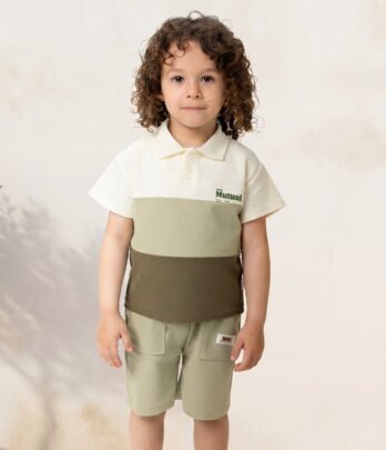 Ensemble garçon polo beige 2 pièce
