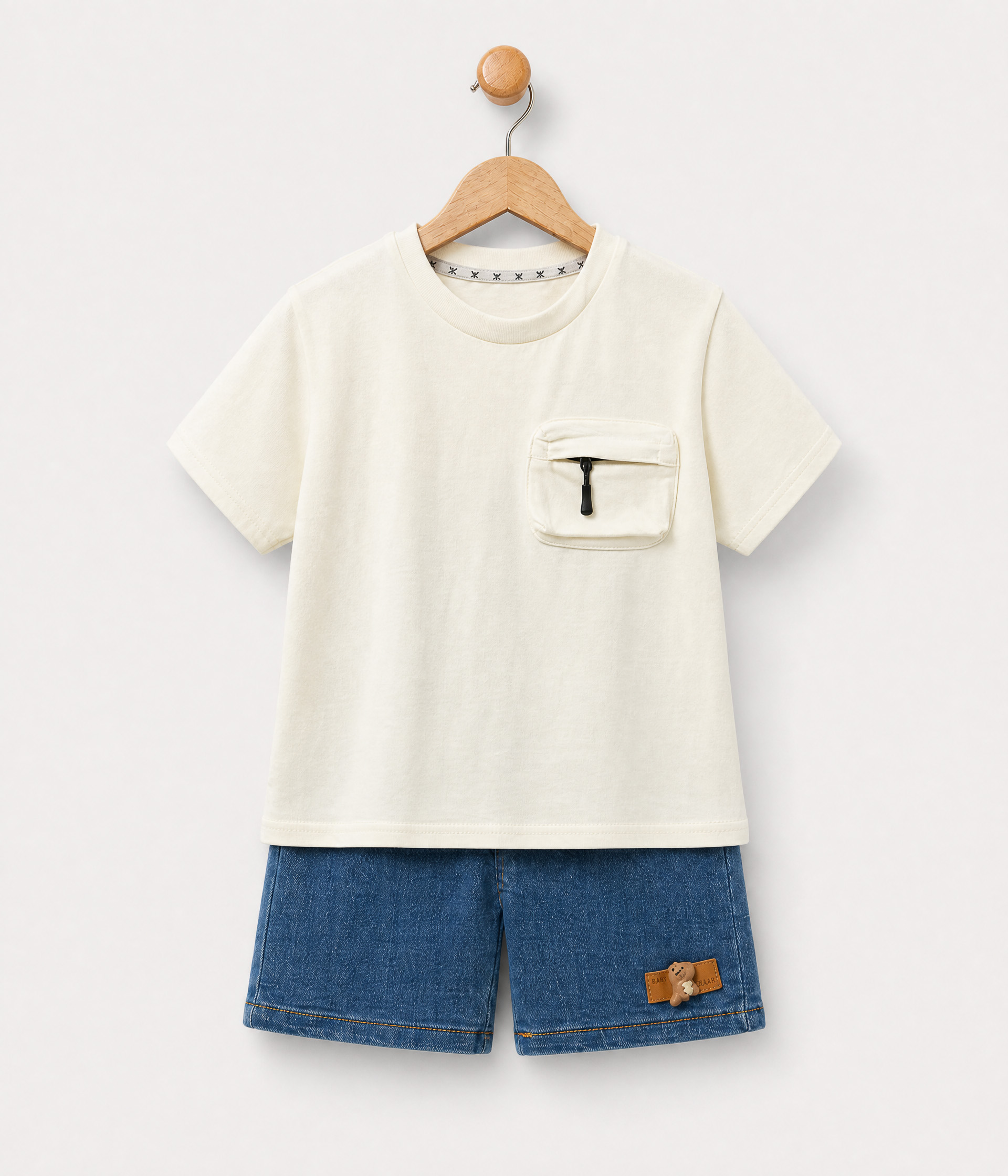 927438 Ensemble 2 pièces garçon écru & denim – Image 1