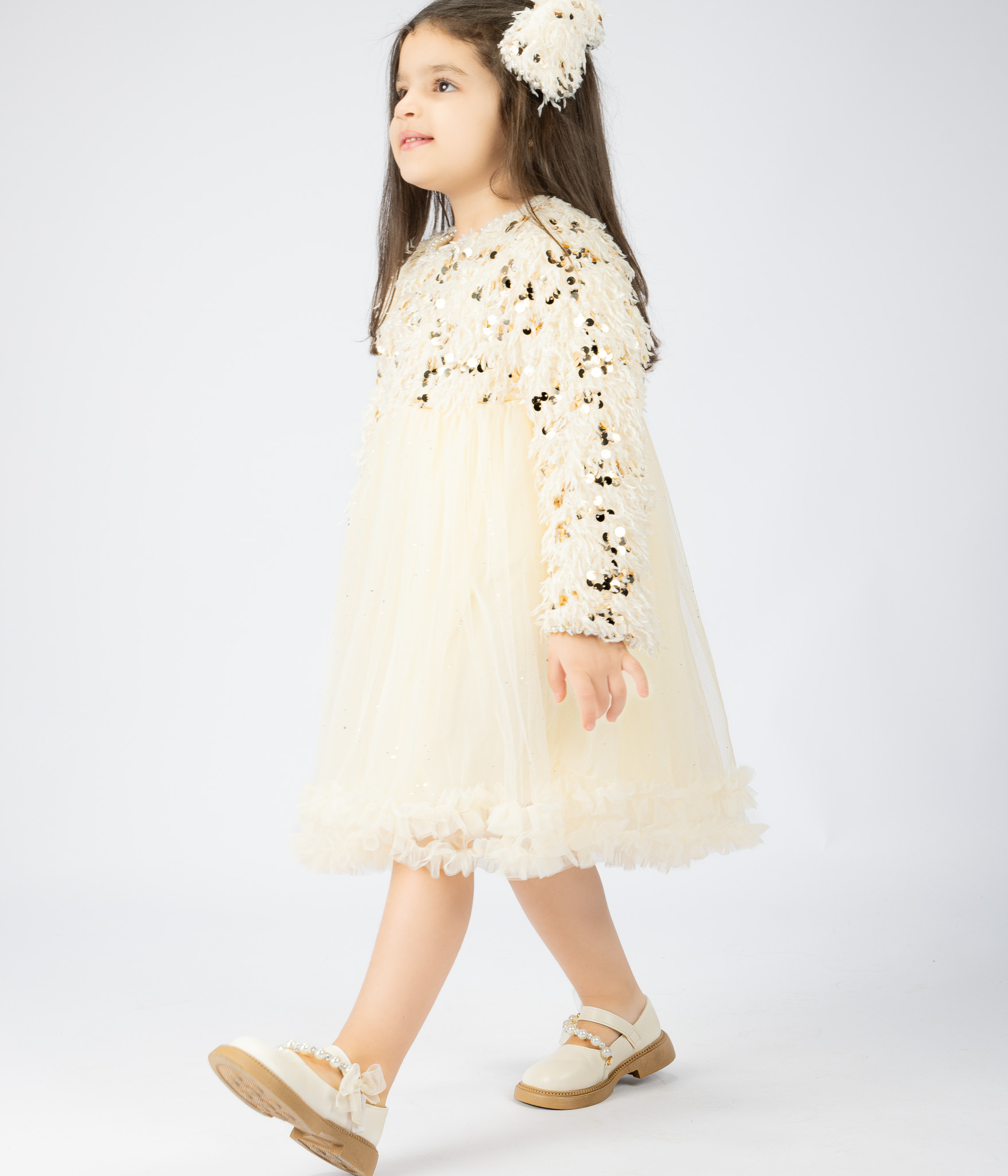 lea1679 Robe de fête bébé fille – sequins et tulle vaporeux – Image 1