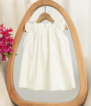 Robe fillette écrue imprimé cœurs
