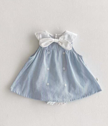 La Barboteuse-Robe "Mille-Raies" Bleu Ciel
