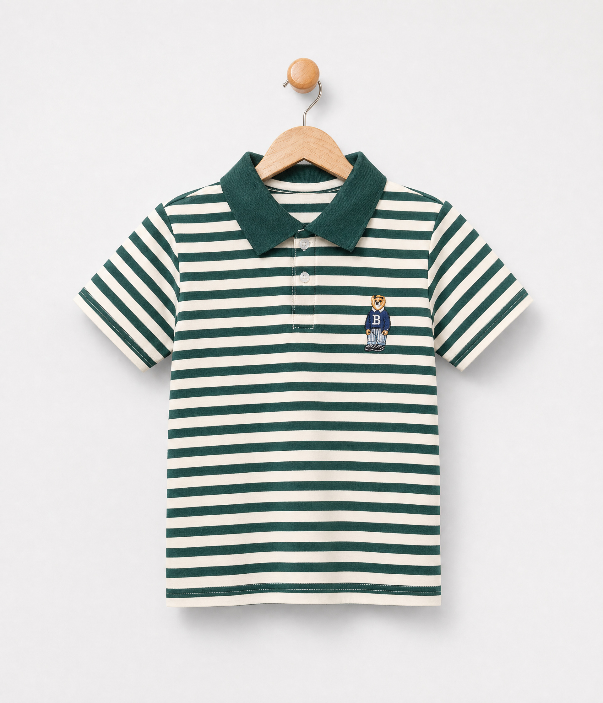 175725 Polo enfant rayé vert – Image 1