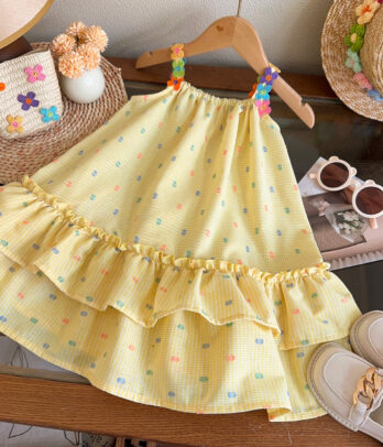 Robe fille aux bretelles fleuries