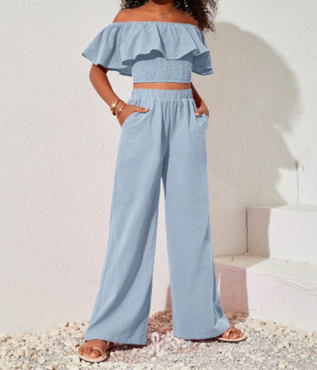 Ensemble fille bleu ciel 2 pièces