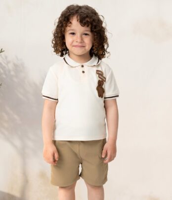 Ensemble garçon 2 pièces beige & marron