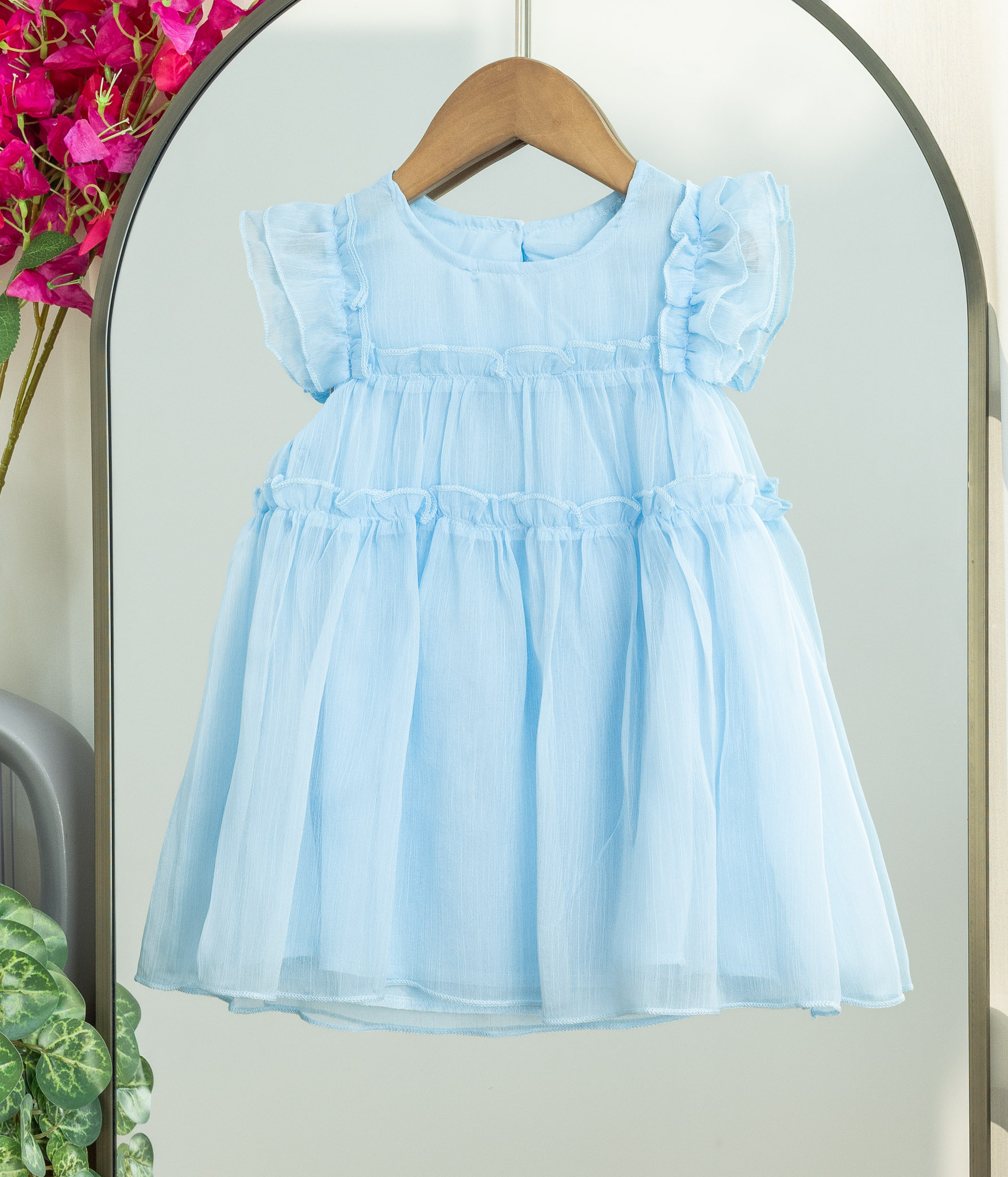 24-050216 Robe fillette bleu ciel vaporeuse – Image 1