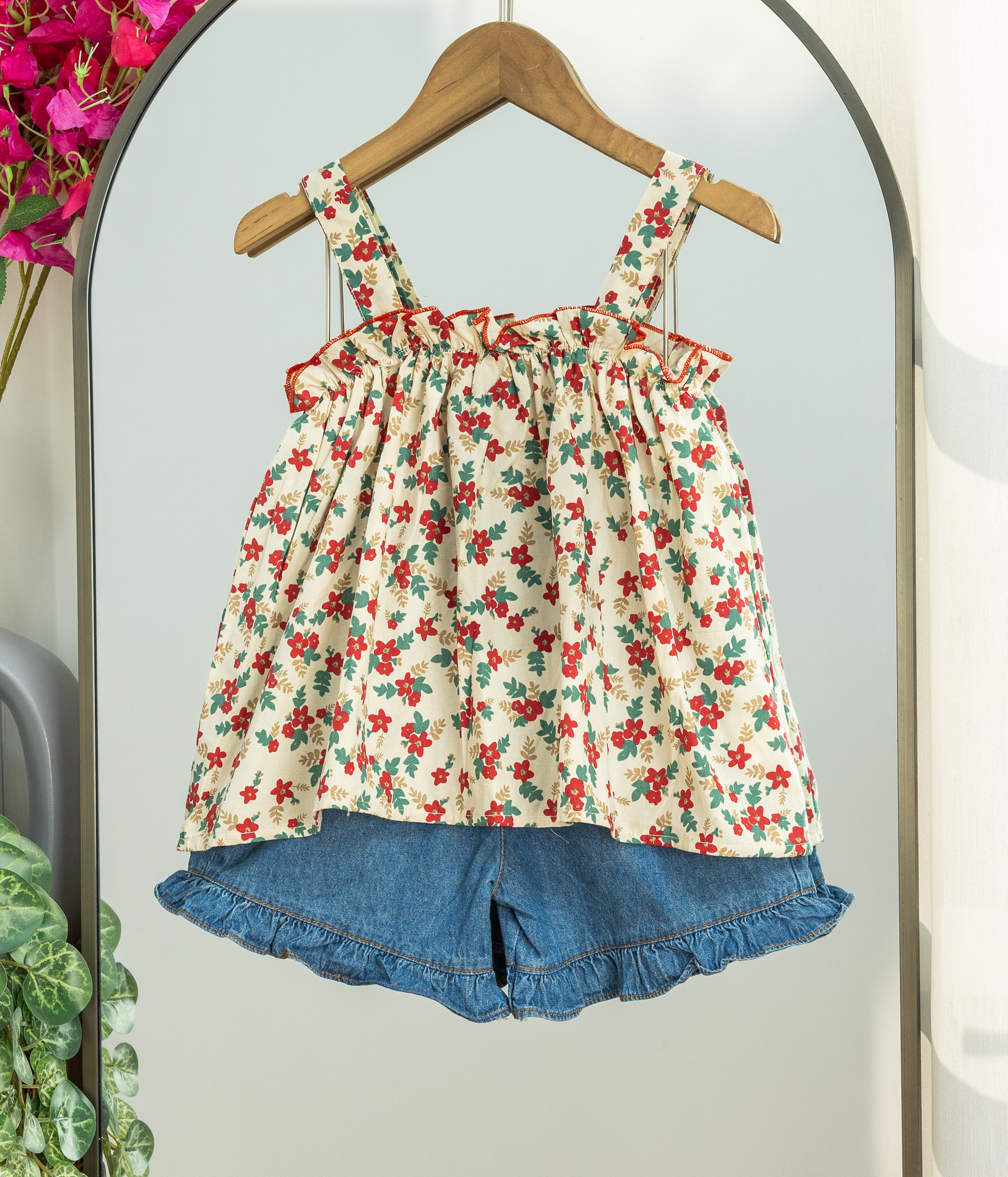 24-050235 Tenue pour fille fleuri été 2 pièces – Image 1