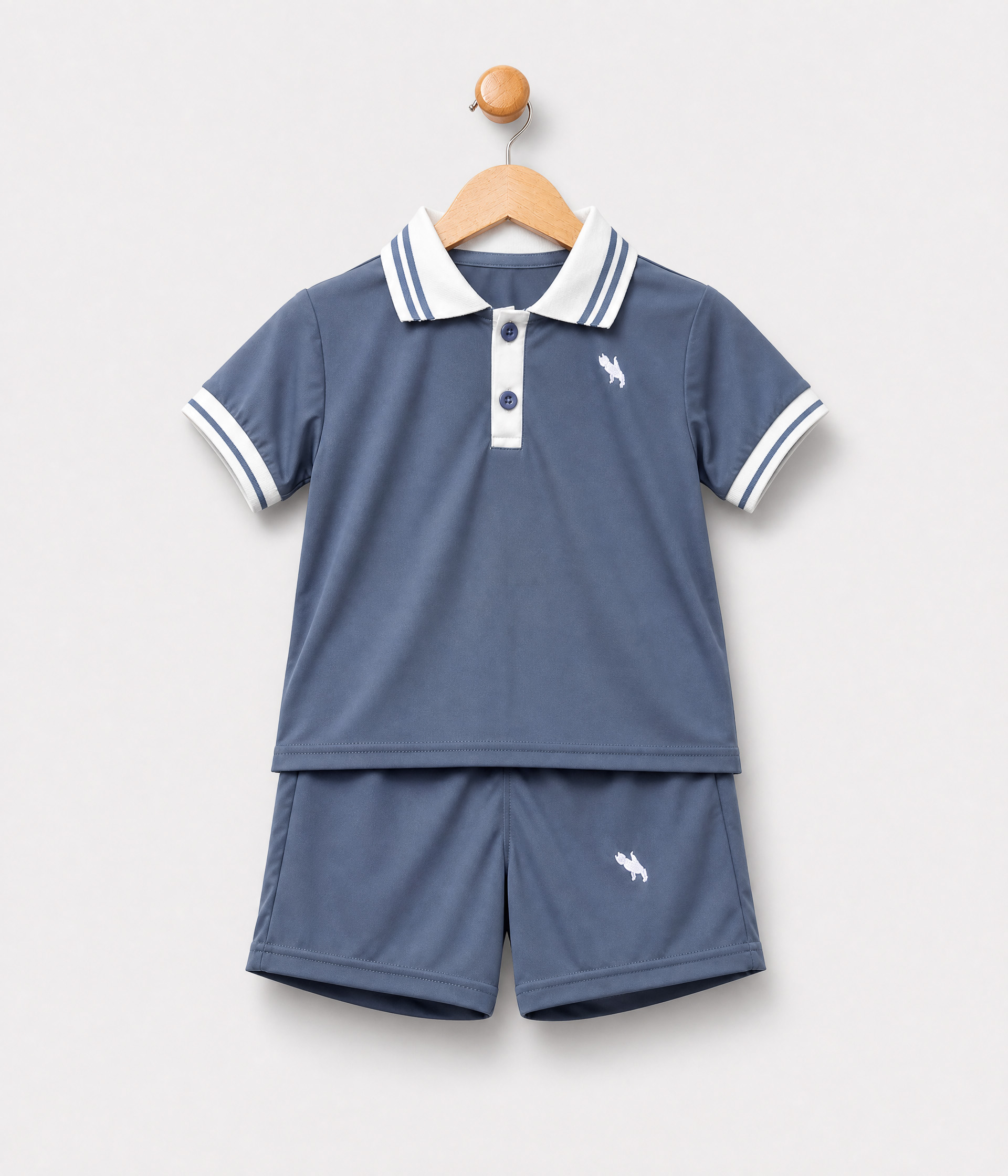261264d Ensemble bleu ardoise bébé garçon polo & short – Image 1