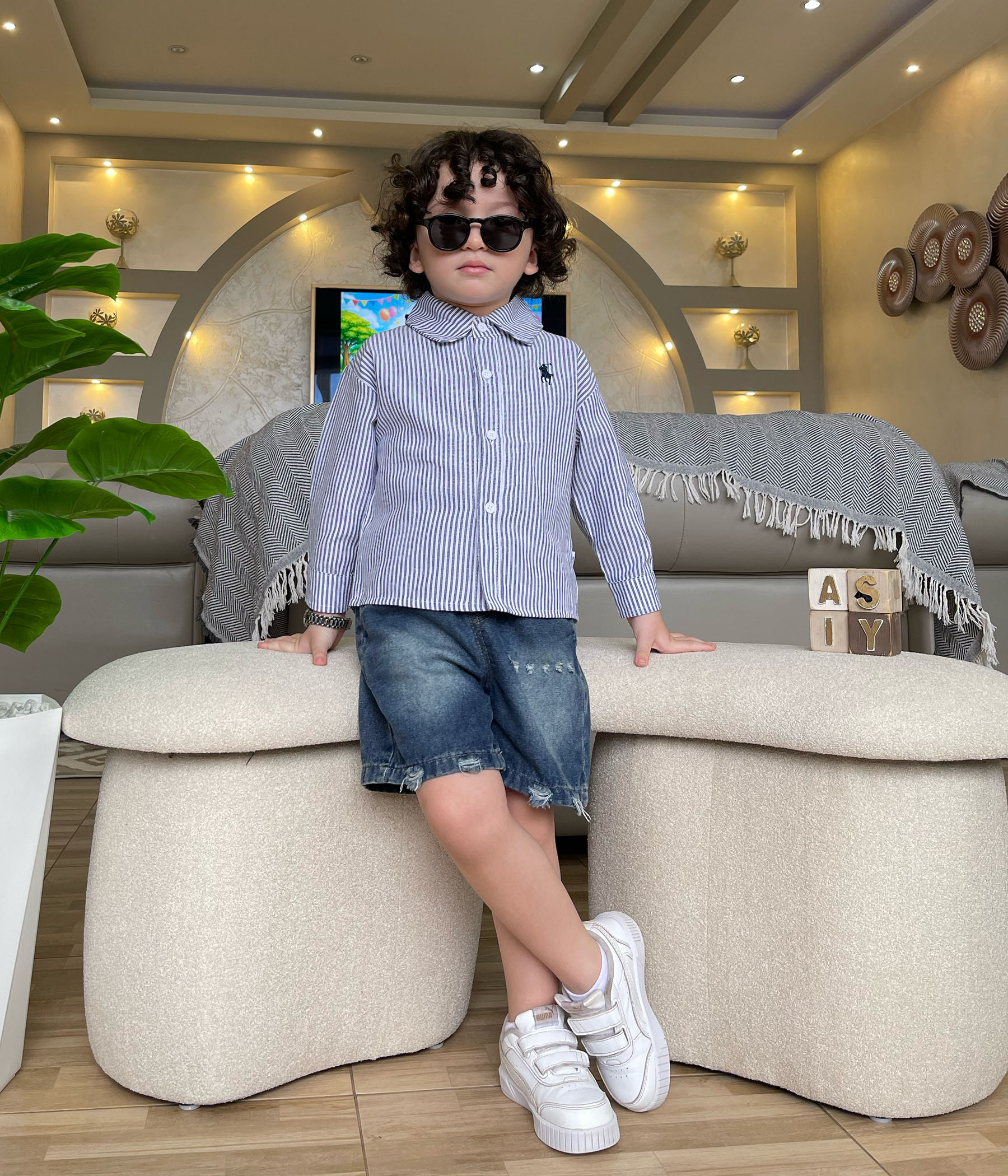 275188 - 748371-1 Chemise bleu petit gentleman rayée souple – Image 1