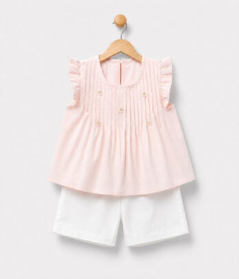 Duo fille rose pastel & blanc style léger