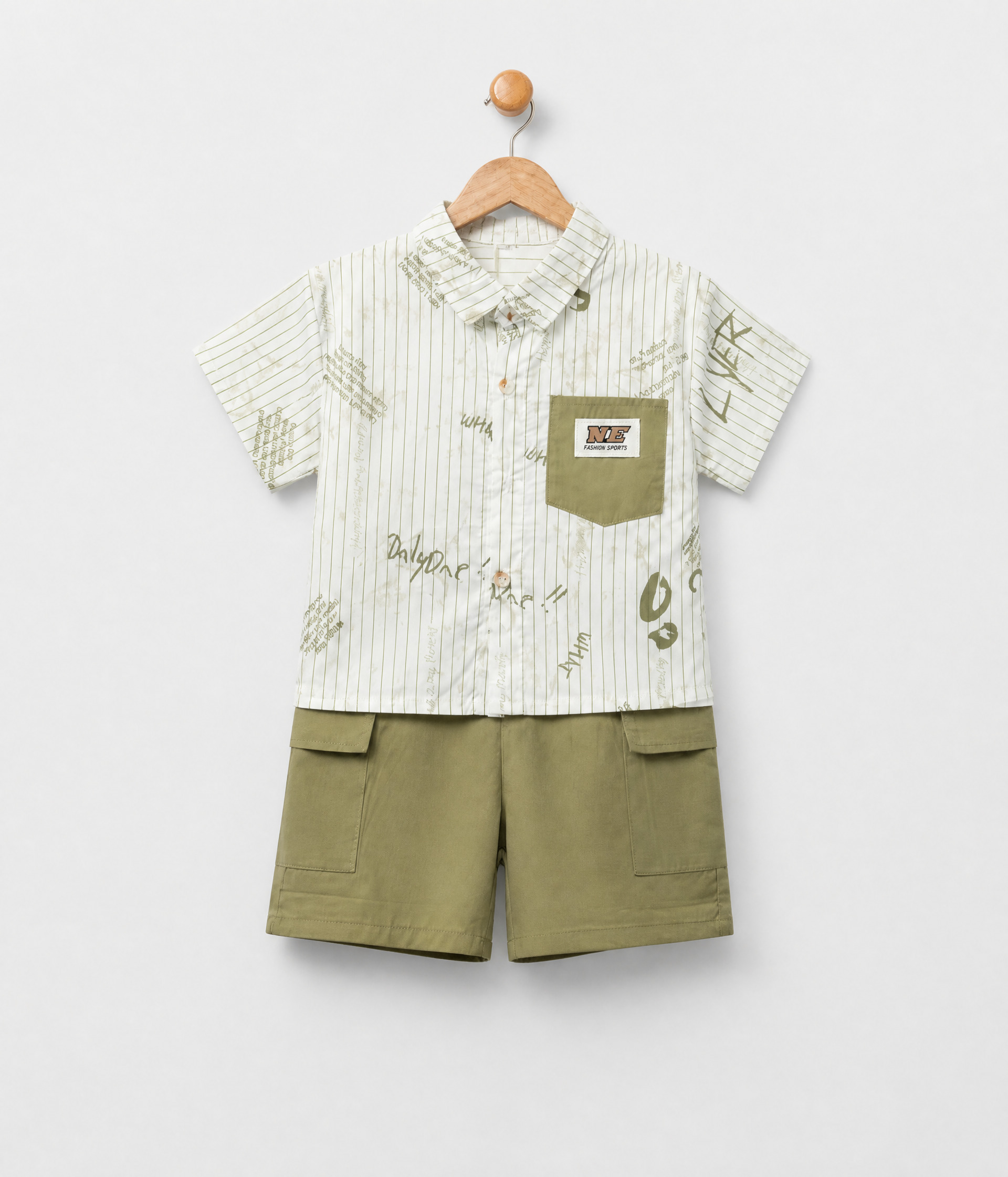 459537 Tenue 3 pièces garçon kaki moderne – Image 1