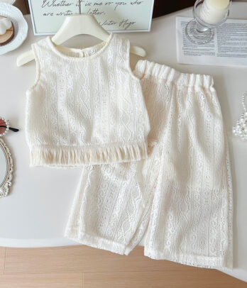 Ensemble fille bohème blanc cassé