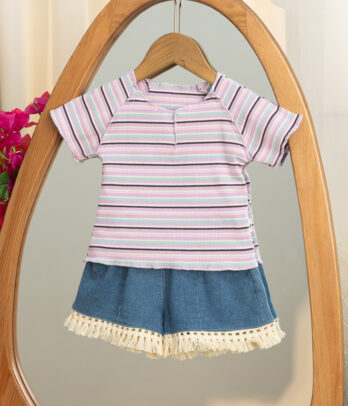 Ensemble décontracté lilas rayé 2 pièces
