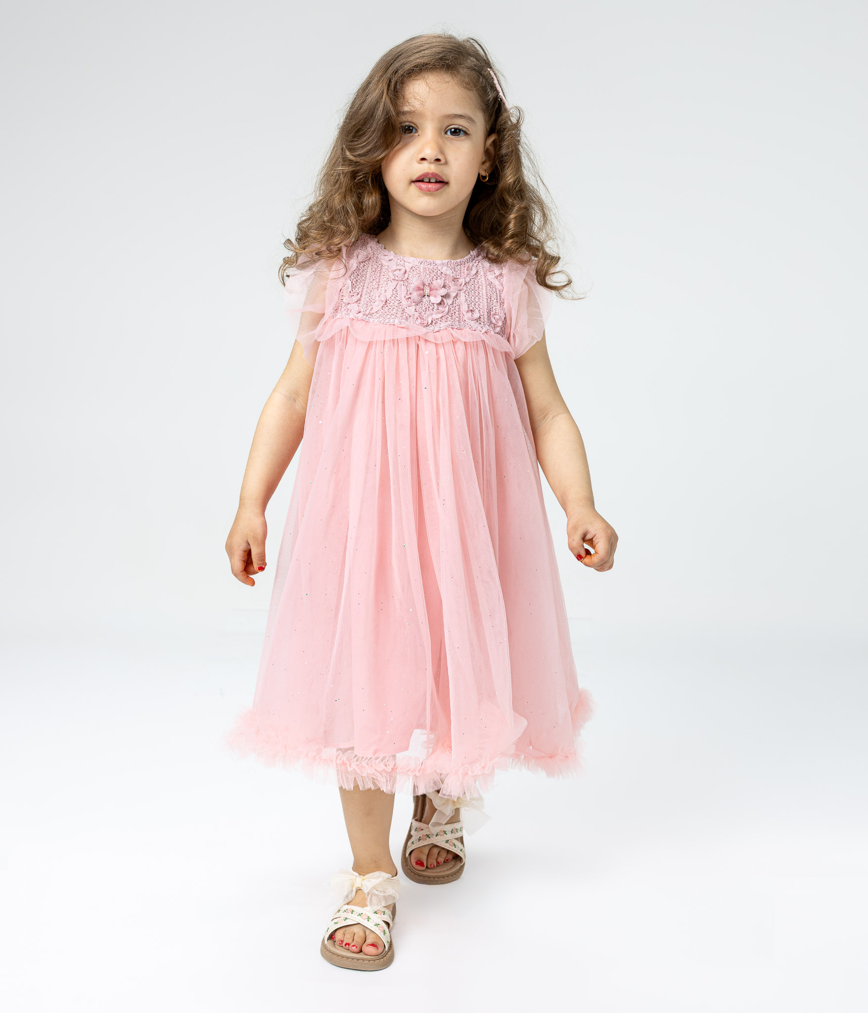 495394 (8)-Edit Robe fille rose légère et respirante confort élégant – Image 1