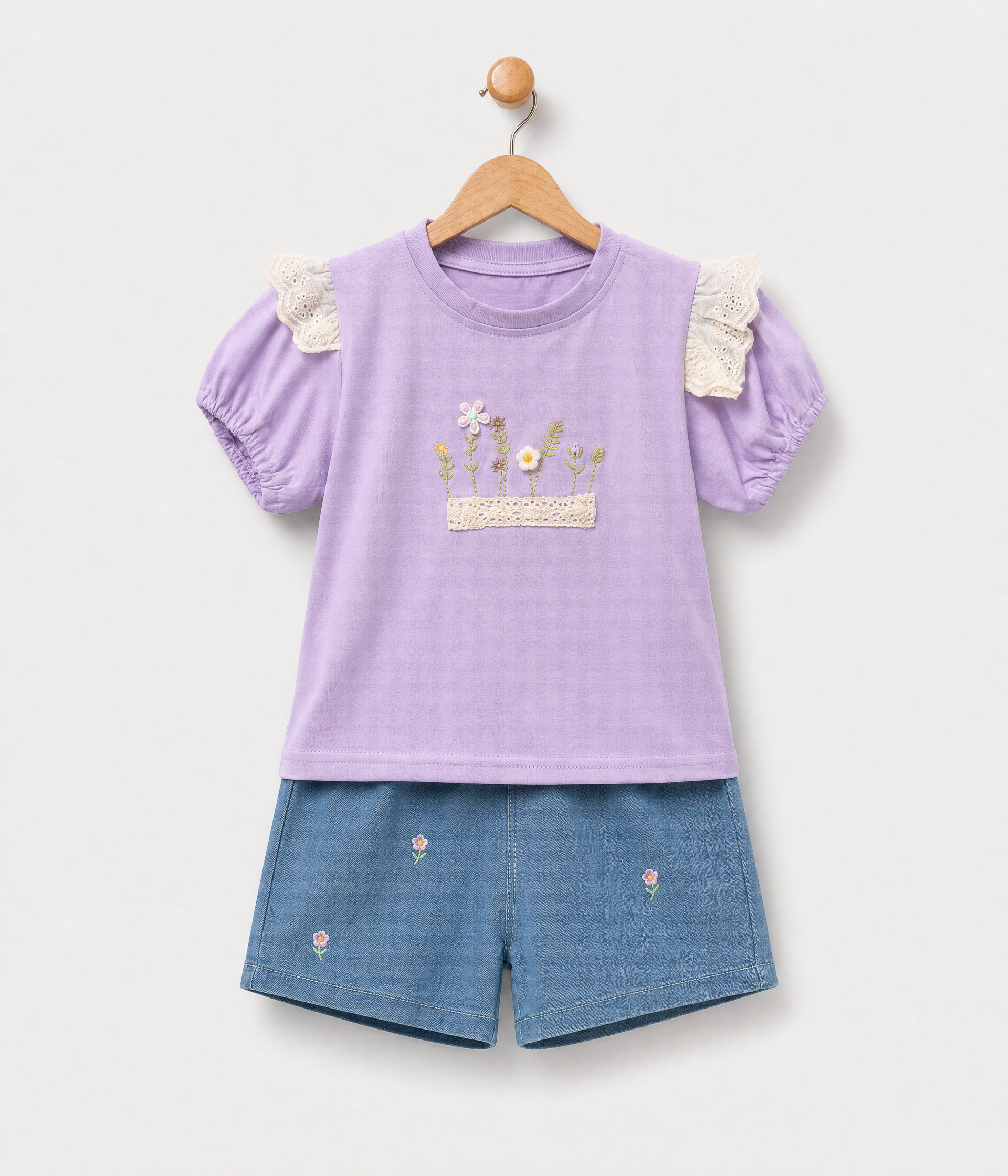 629941 Ensemble 2 pièces fillette lilas & denim – Image 1