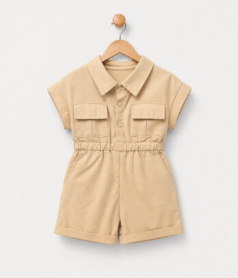 Combishort fille beige chic