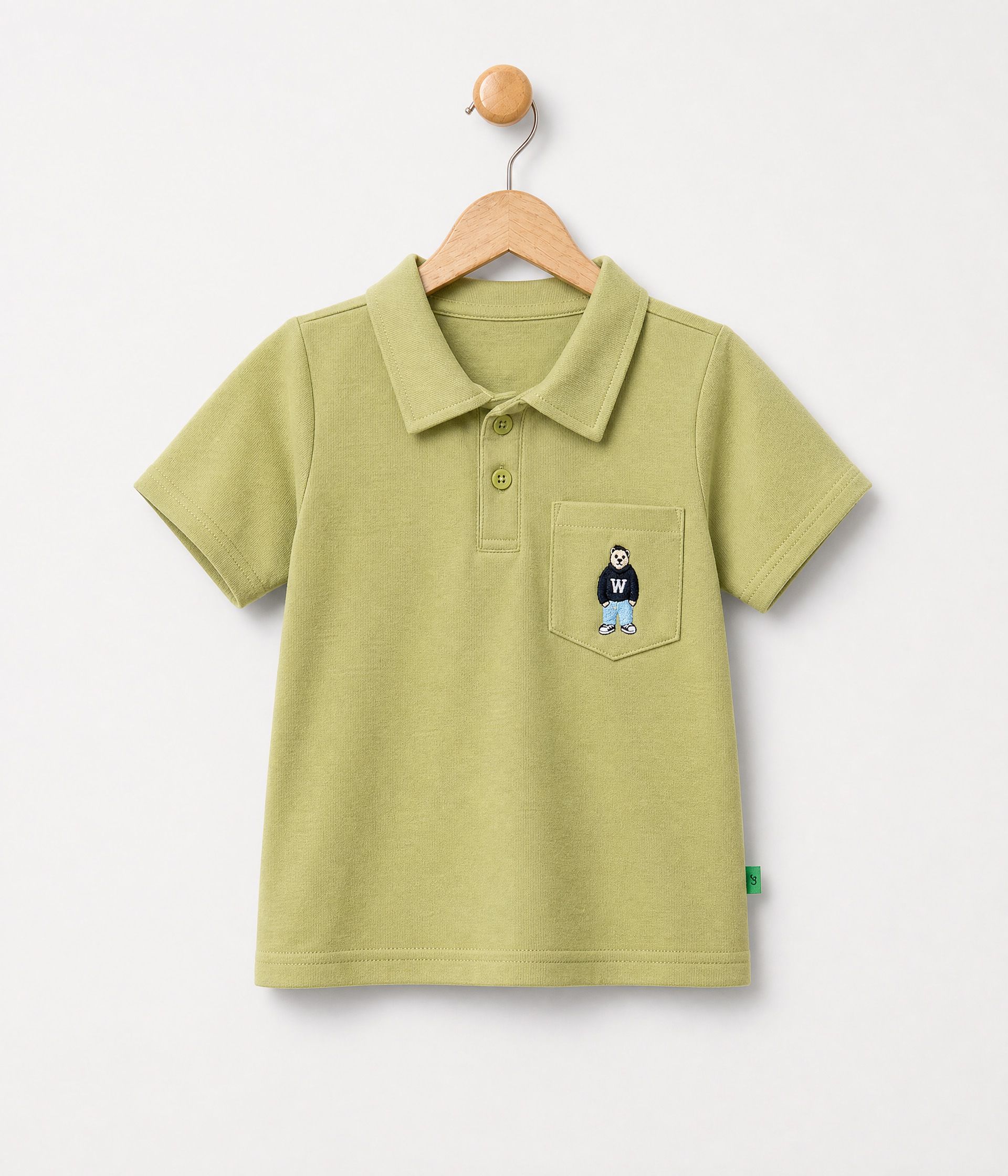 685823 T-shirt enfant vert olive style polo – Image 1