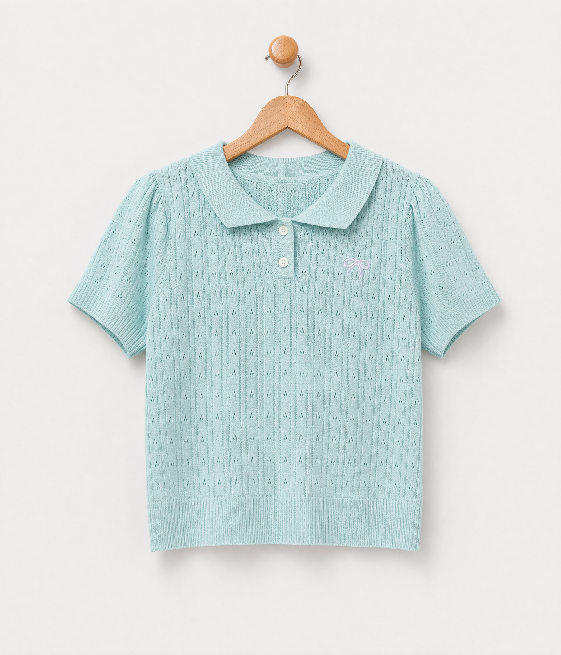 693526 Polo vert d’eau en maille – Image 1