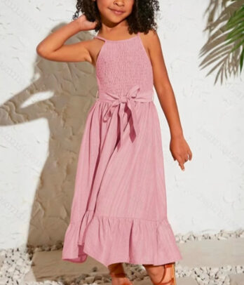 Robe fille rose fluide pour l'été