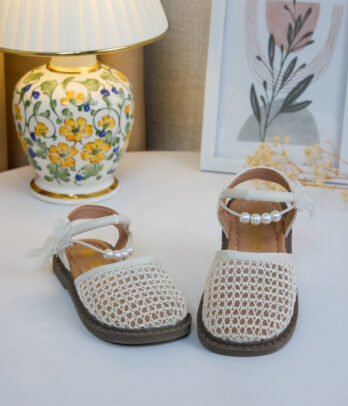 Sandales fille beige perles
