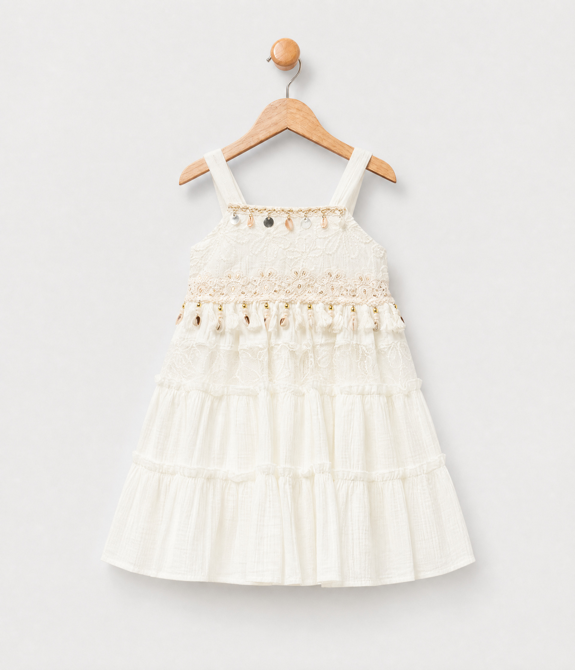734943 Robe fillette écrue romantique a volants – Image 1