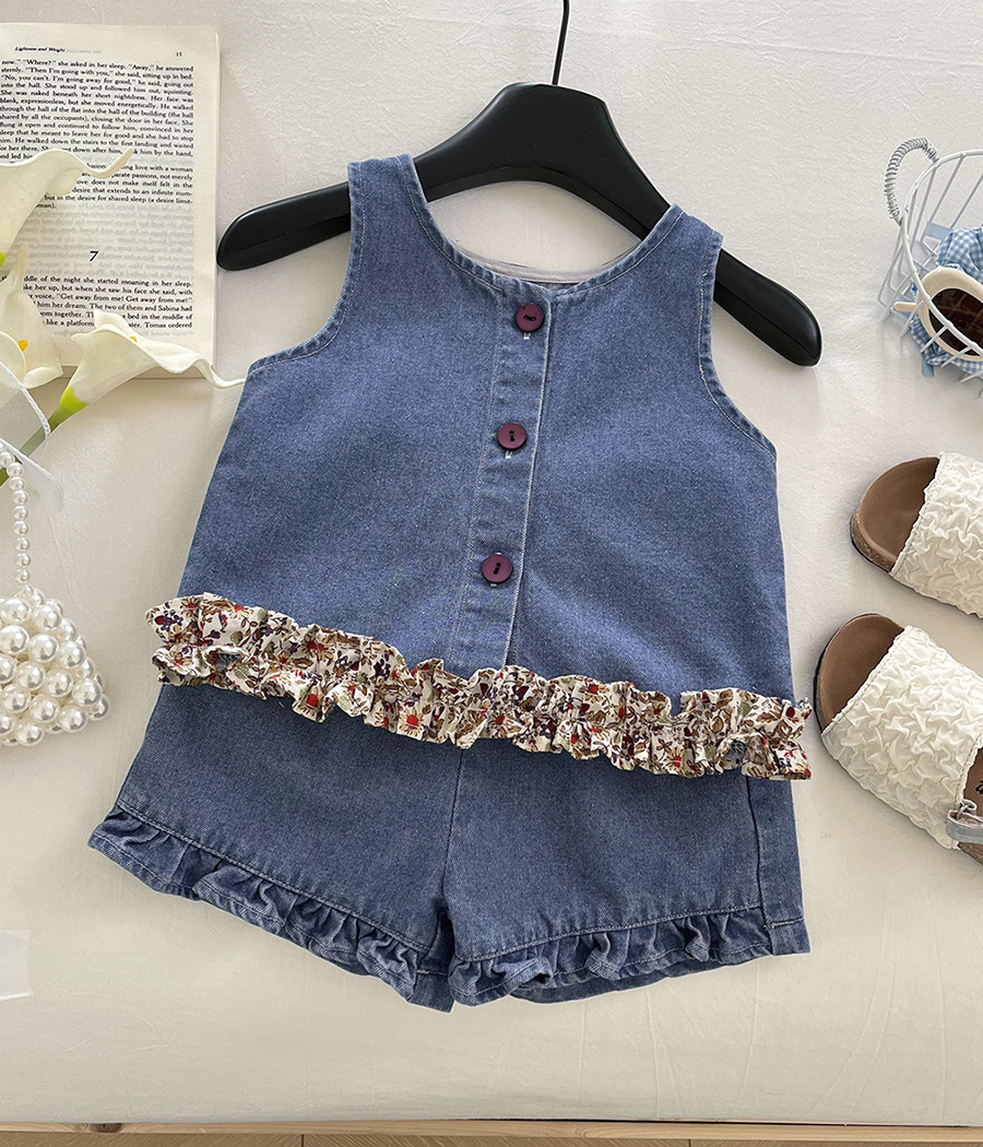 762952 Ensemble fille 2 pièces denim léger – Image 1