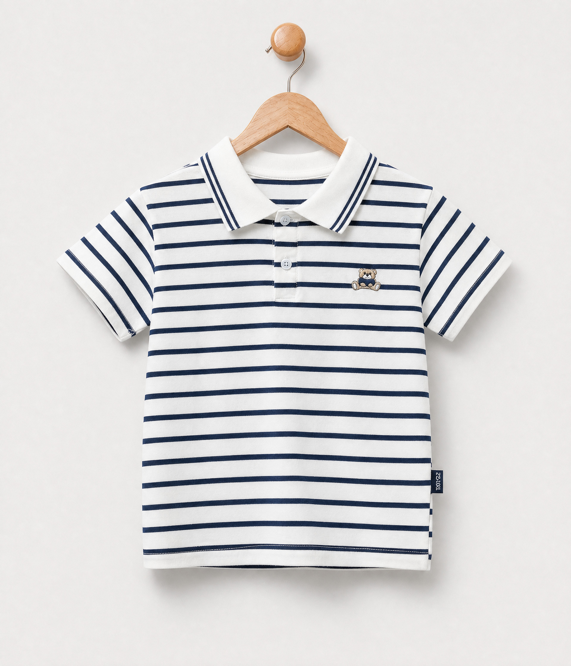 779222d Polo enfant blanc à rayures bleu marine – Image 1