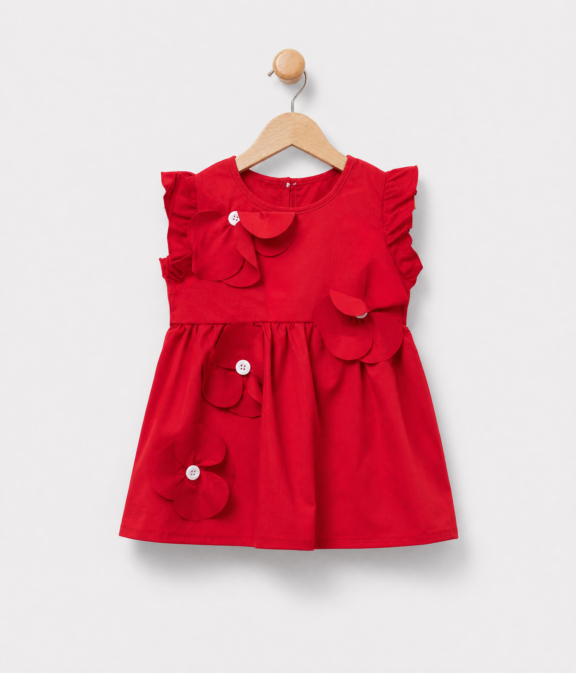 857928 Robe rouge vif & fleurs 3D – Image 1
