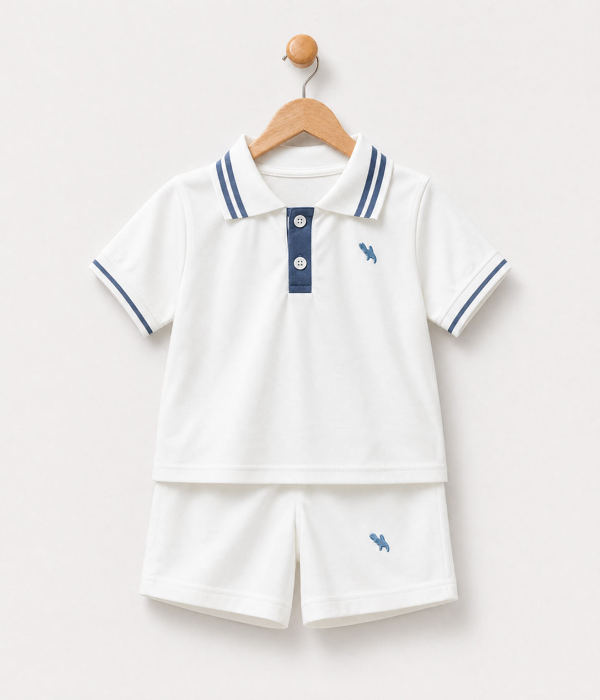 878738 Ensemble blanc bébé garçon polo & short – Image 1