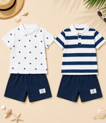 Lot de 2 pièces garçon polo bleu marine