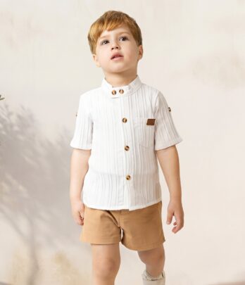 Ensemble garçon 2 pièces beige et blanc