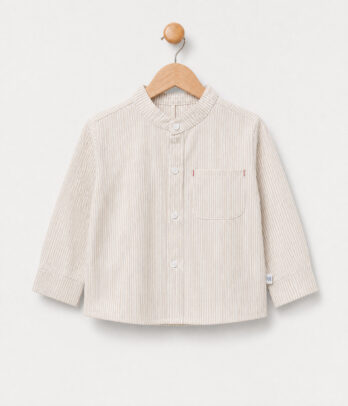 Chemise garçon coton rayé col mao