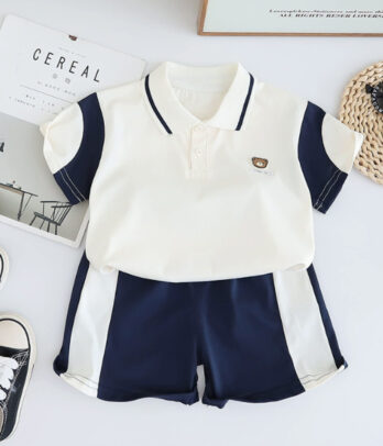 Ensemble 2 pièces garçon ecru sportif