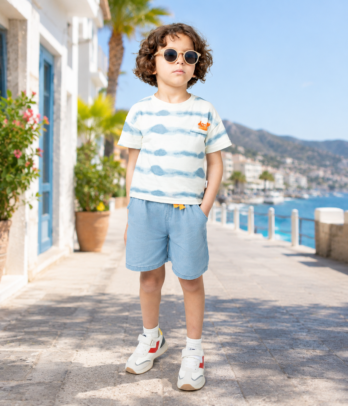 T-shirt rayé océan & petit crabe 2 pièces