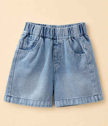 Short fille en jean taille élastique