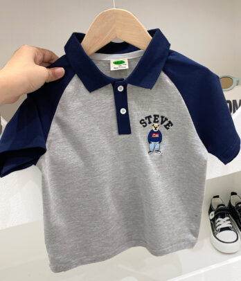 Polo garçon gris manche courte