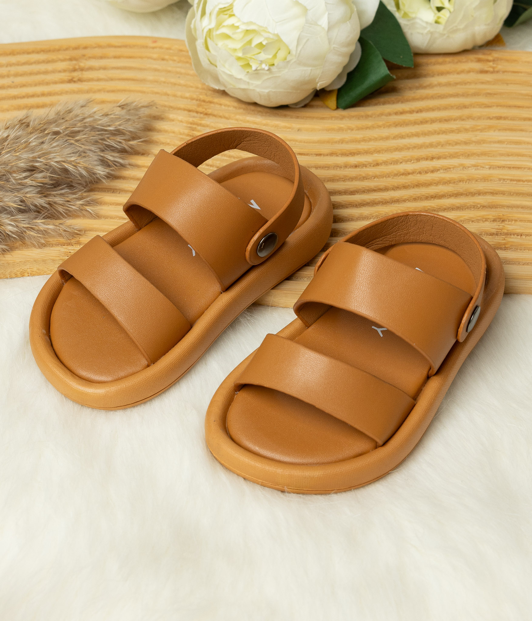 chaussure9621 Sandales enfant camel minimalistes – Image 1