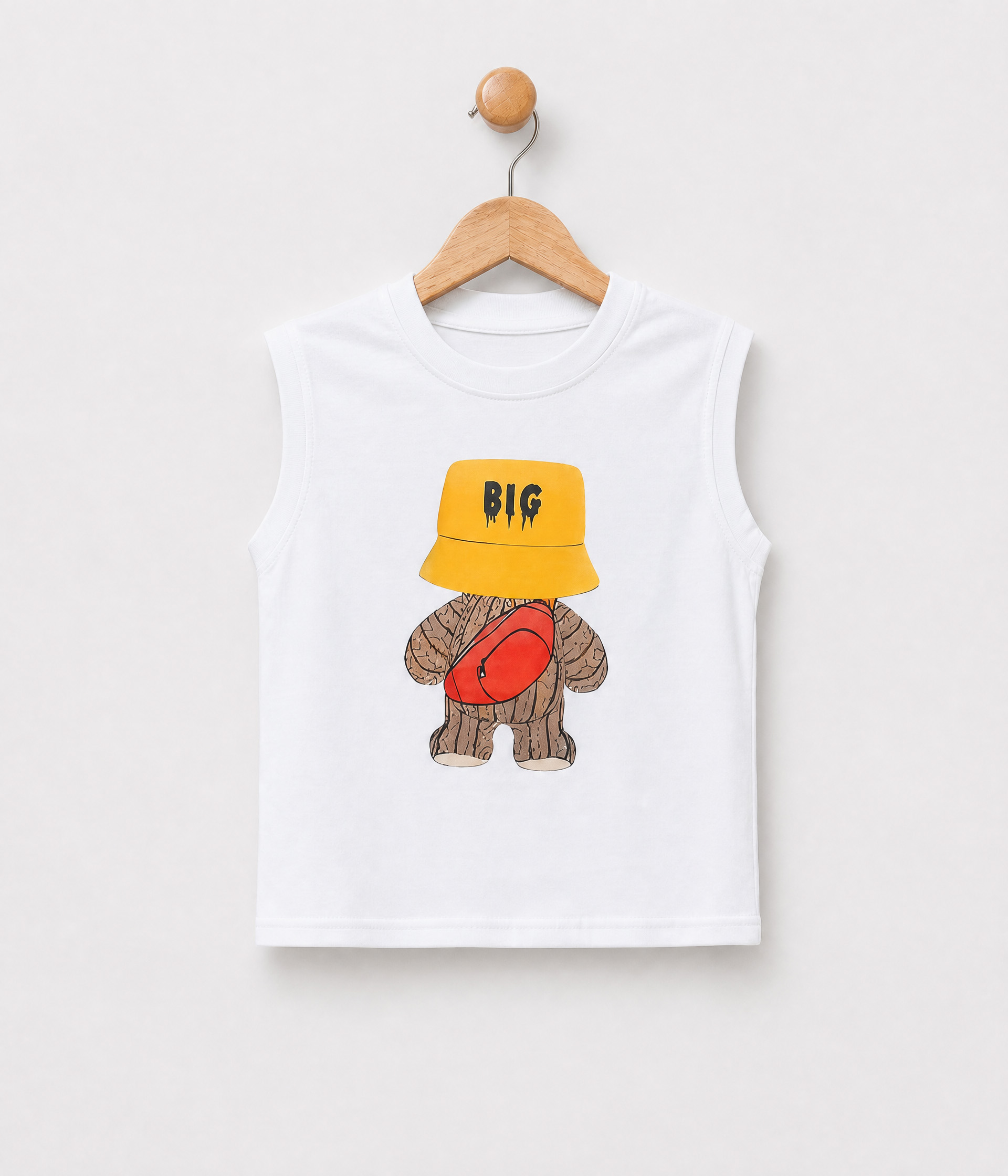 142351 T-shirt garçon blanc imprimé ours BIG – Image 1