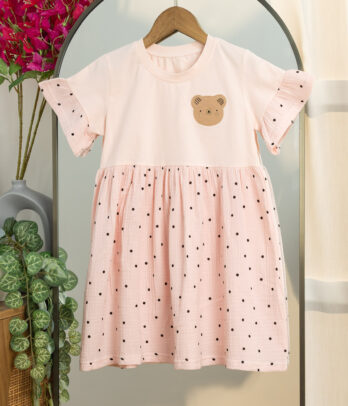 Robe bébé fille rose à petit pois