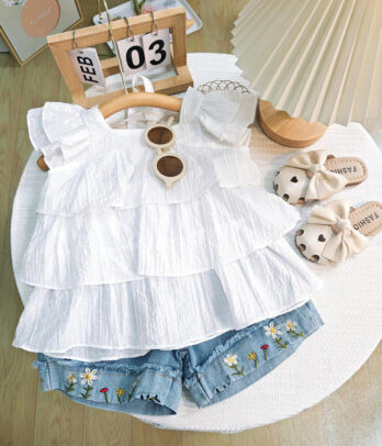 Ensemble deux pièces pour fille style babydoll