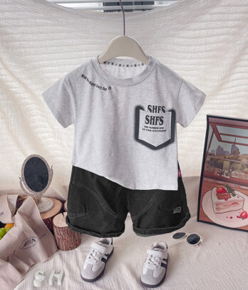 Ensemble garçon 2 pièces gris et noir